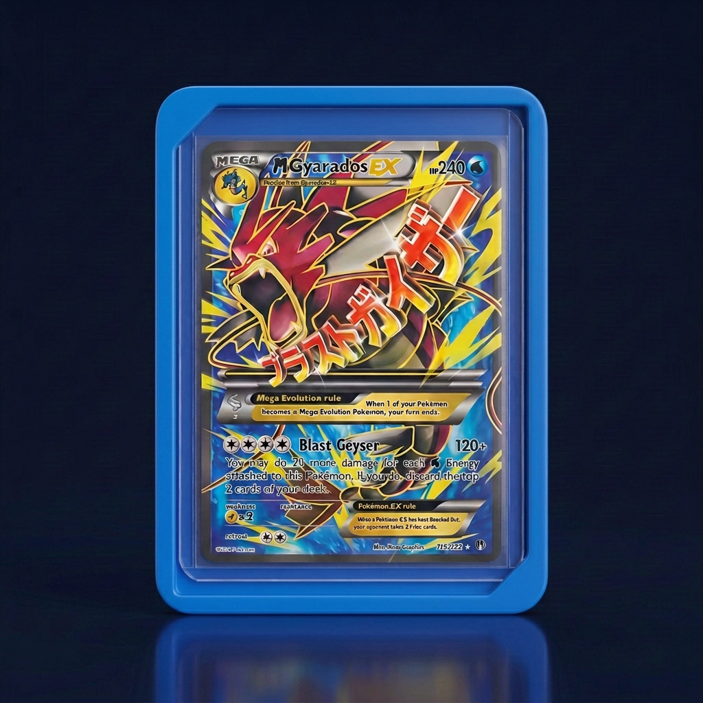 Front of the blue Loader Guard with a card inside
